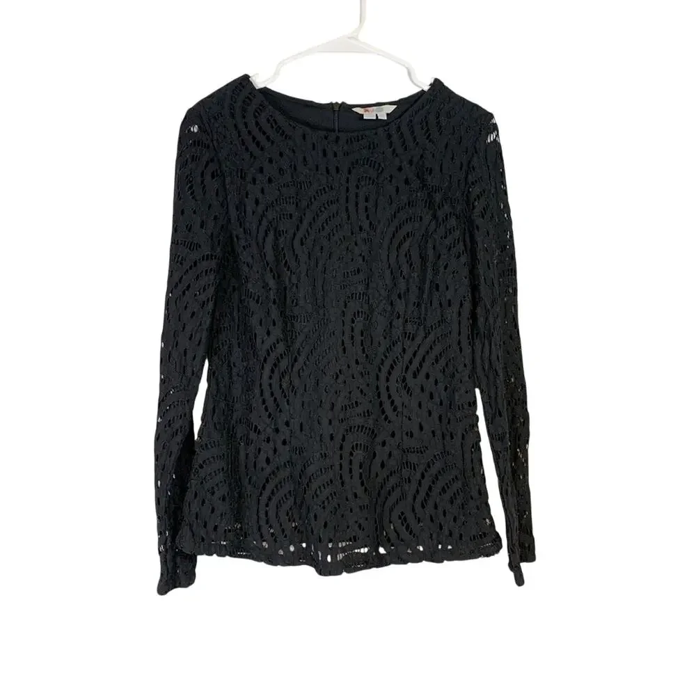 Last Chance!! Boden Lace Overlay Black Top Size 4 1102